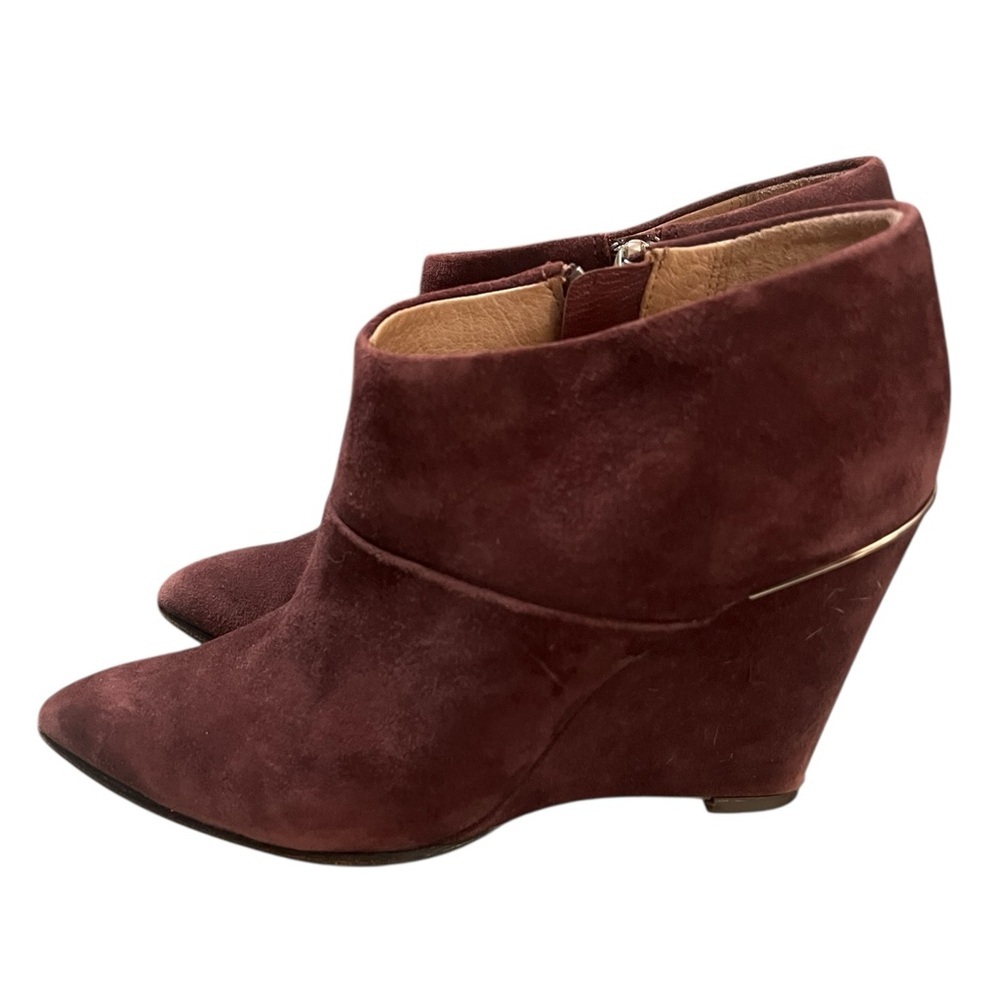 Coach Oakdale burgundy suede wedge ankle boots